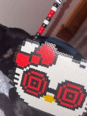 Hello Kitty perler Rezz, White & Black EDM Beaded Charm handmade